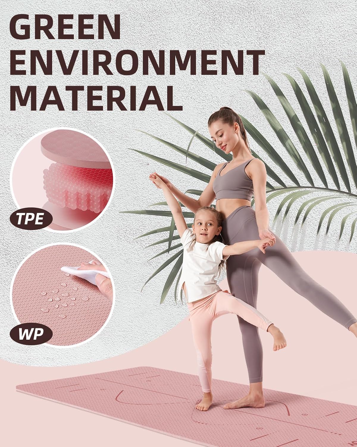 YOTTOY Yoga Mat, 72"x 32"x1/3" Extra Wide Non-Slip Exercise Fitness Yoga Mats,Eco-Friendly TPE Exercise Mats for Women Men Home Workout with Strap Bag - Image 4