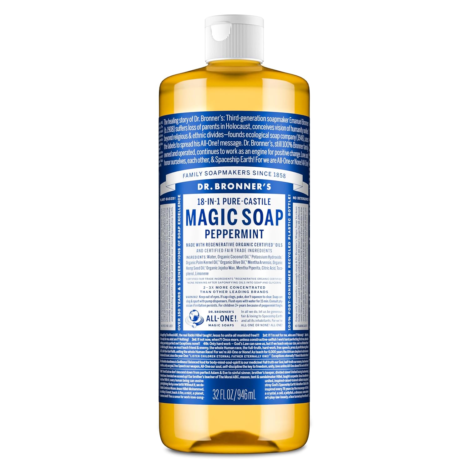 Dr. Bronner's Pure-Castile Liquid Soap - Peppermint 32oz