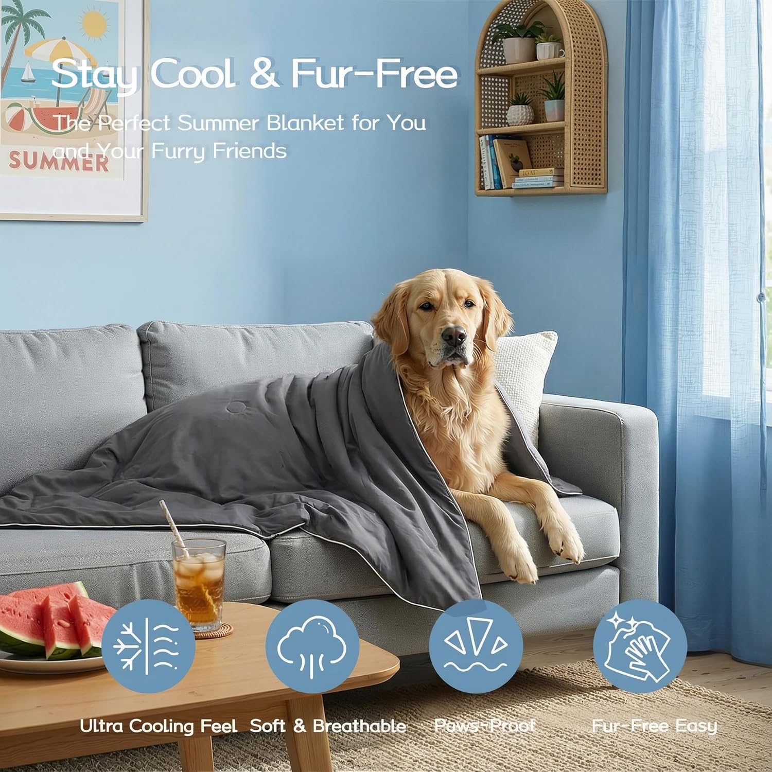 Cooling Comforter Full/Queen Size with Tencel™ Fill, Cooling Blankets for Hot Sleepers & Night Sweats,Double-Sided Cold Blanket All Season Breathable Lightweight Duvet, 90x90 Inches, Grey - Image 4