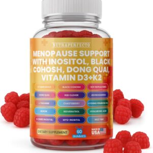 Sugar Free Menopause Support Gummies for Women D-Chiro Myo Inositol Black Cohosh Dong Quai Vitamin D3 K2 - Hormone Balance, PMS, Hot Flash & Night Sweat Relief Perimenopause Water Retention Debloating