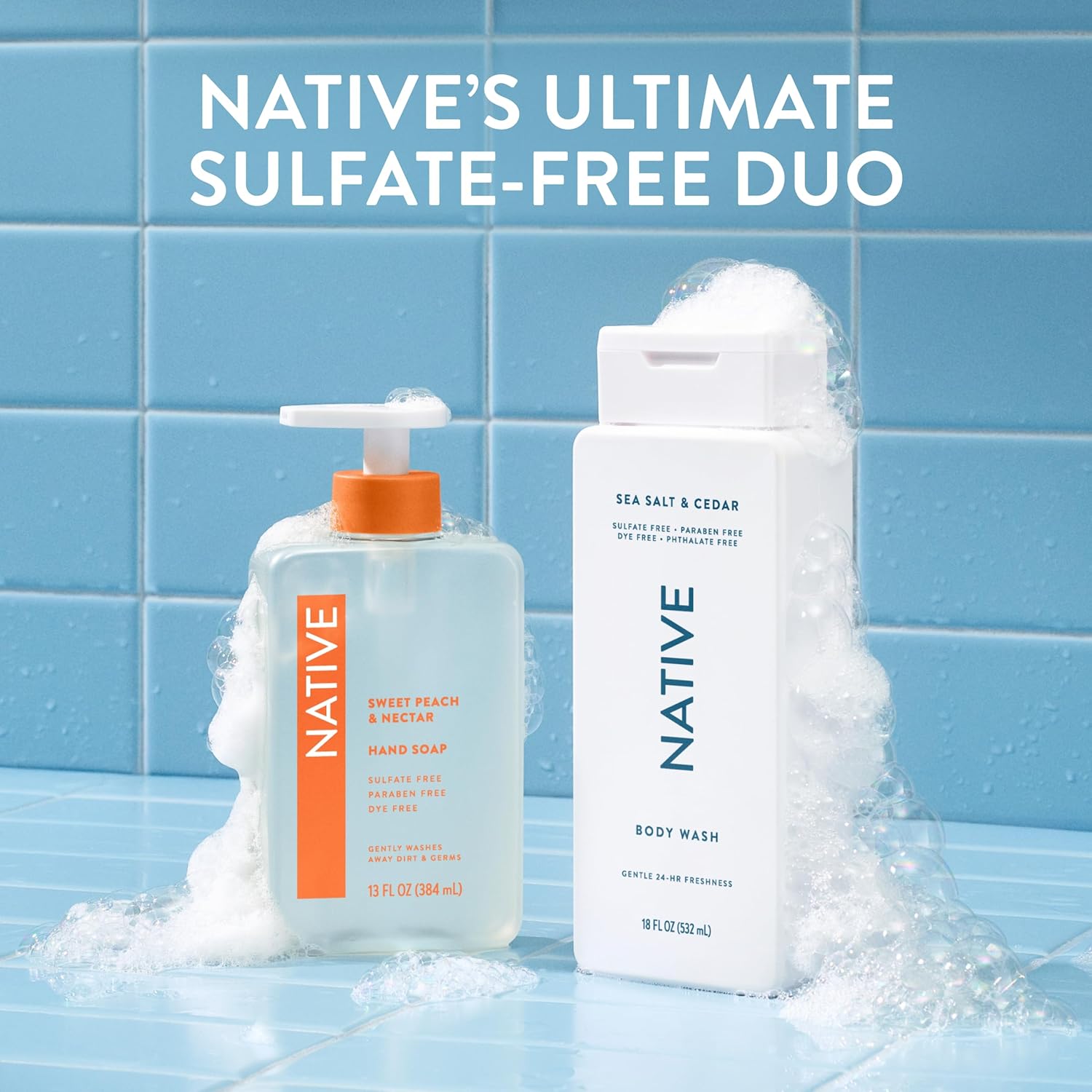 Native Sea Salt & Cedar Scent 24-Hr Refreshing Clean Body Wash for Men & Women, for All Skin Types Incl. Sensitive, Leaves Skin Feeling Clean & Soft, Free of Phthalates, Sulfates & Parabens, 18 oz - Image 8
