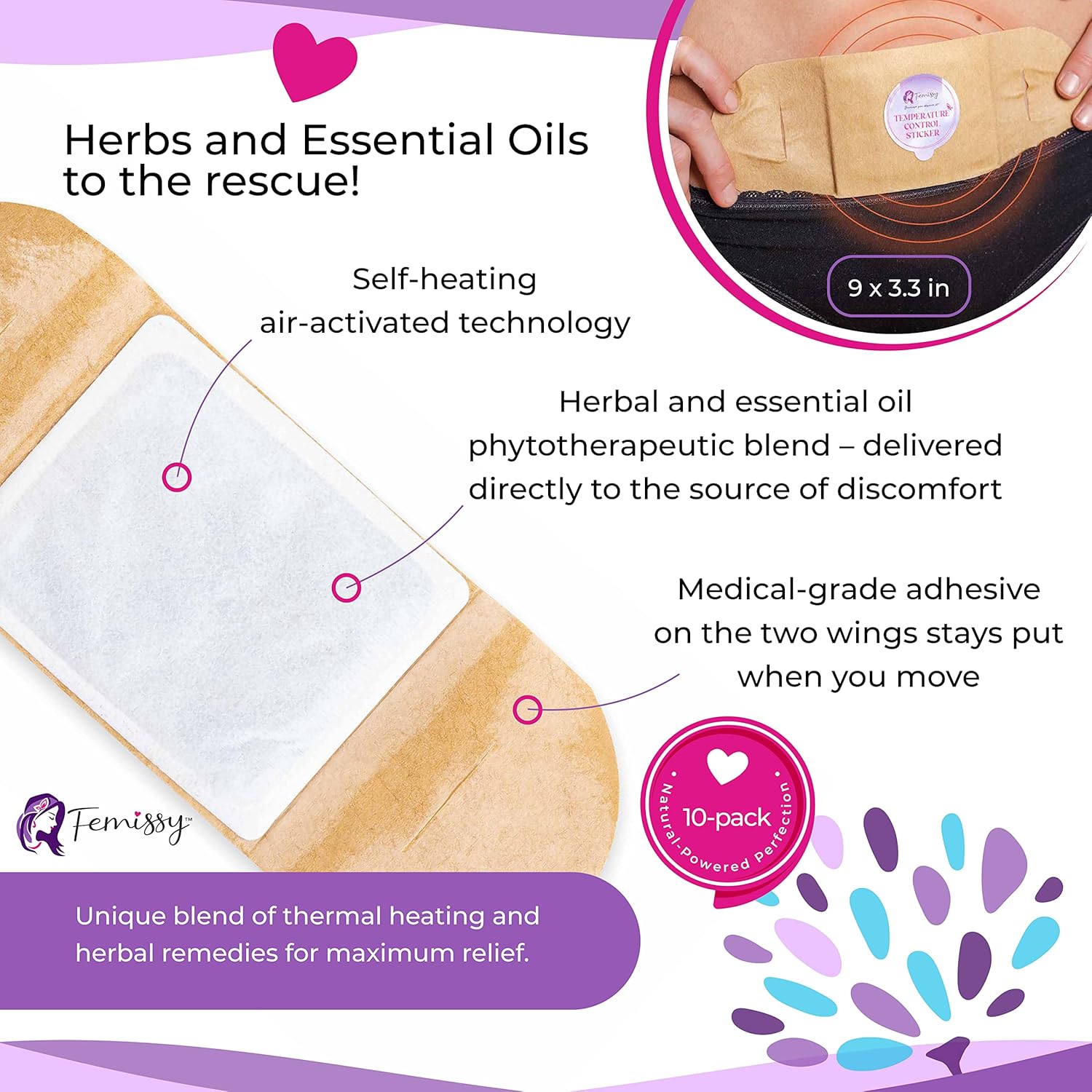 Vulva Balm (2 pcs Bundle: 2 + 0.5 oz); Vulva Cream; Intimate Vulva Moisturizer for Women + Heat Patches for Menstrual Cramps based on Flow Strength, 1 Single Patch for Weak & Normal Flow Herbs & Oils - Image 5
