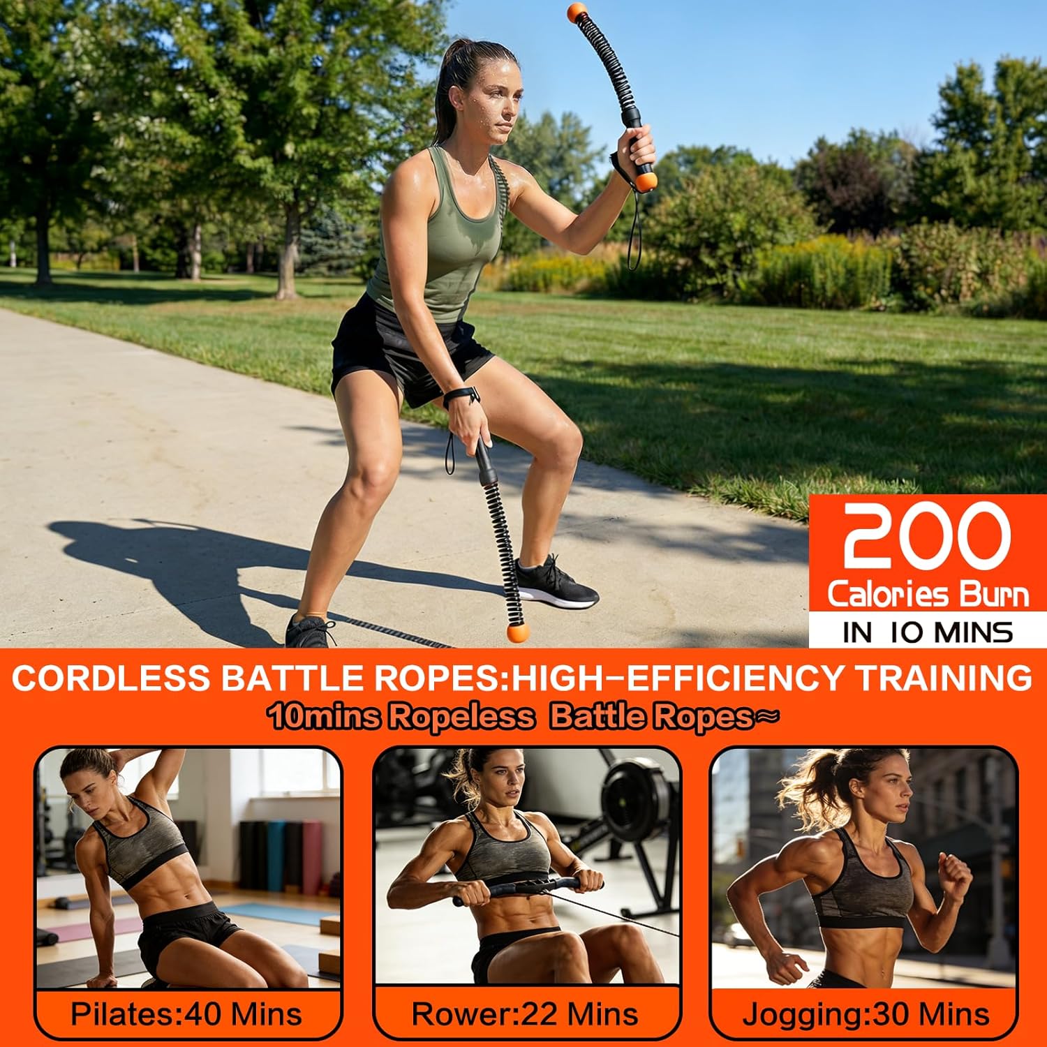 Ropeless Battle Ropes for Home Gym, Portable Cordless Weighted Battle Ropes with Storage Bag, High Calorie Burn for Men & Women, Fitness Equipment for HIIT & Low-Impact Aerobic Training - Image 3