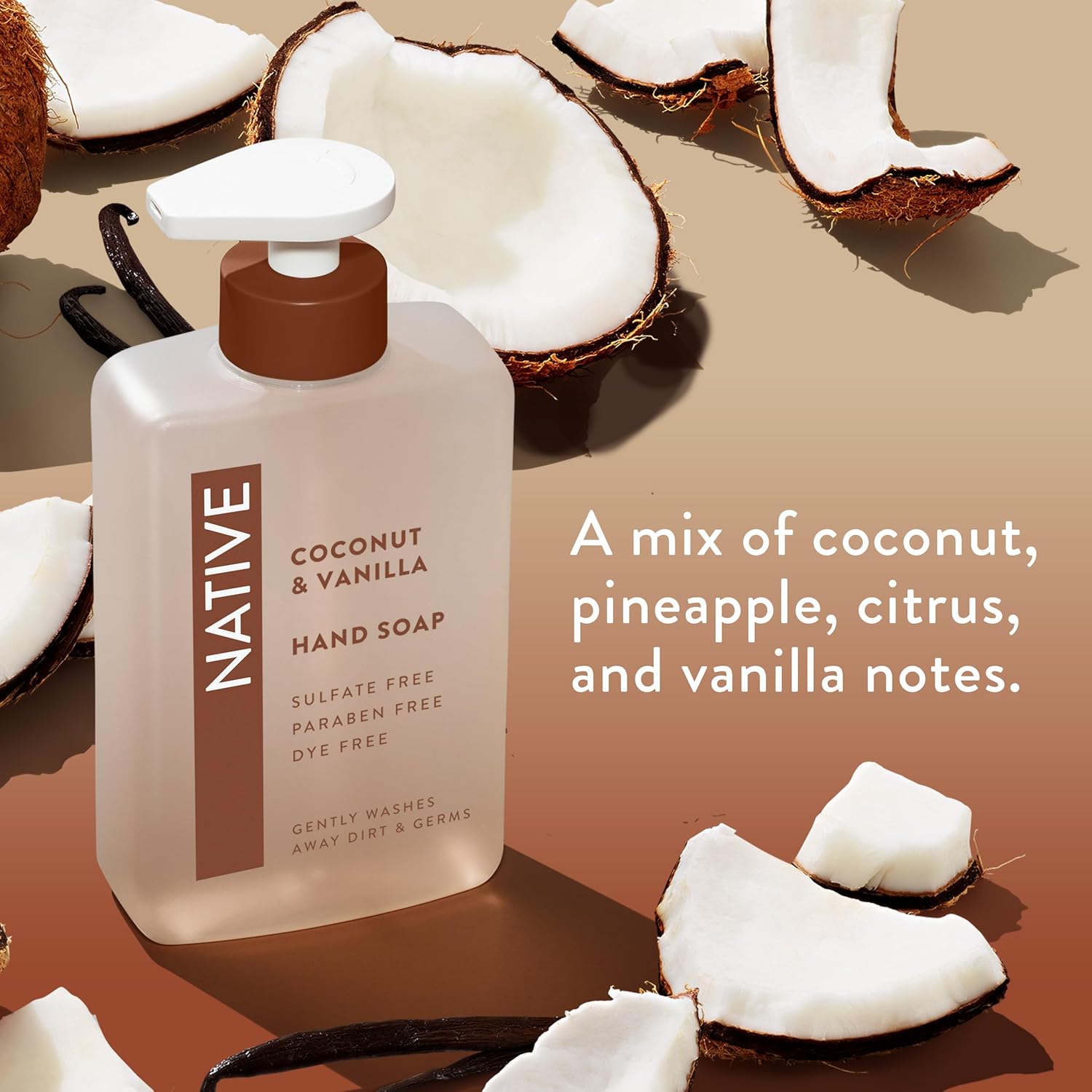 Native Liquid Hand Soap, Coconut & Vanilla Scent, Non-Drying Formula for Soft, Smooth Hands, Made with Plant-Based Cleansers, Sulfate & Paraben Free, 13 oz Bottle - Image 6