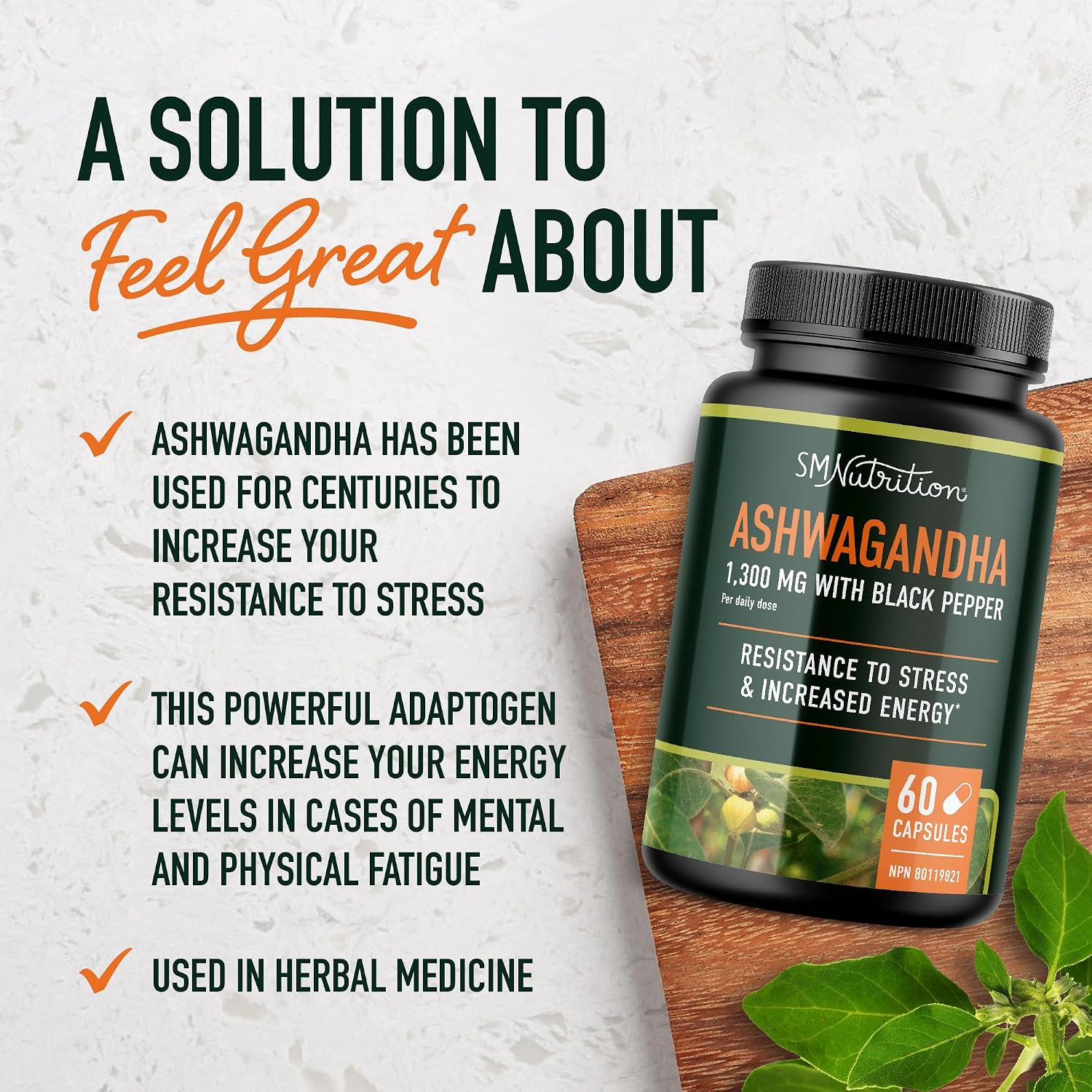Ashwagandha Supplement 1300mg for Stress Resistance & Energy Boost | High Absorption Adaptogen from Root Powder with Black Pepper | Stress-Related Fatigue Support | Non-GMO | 120ct, 2-Month Supply - Image 2