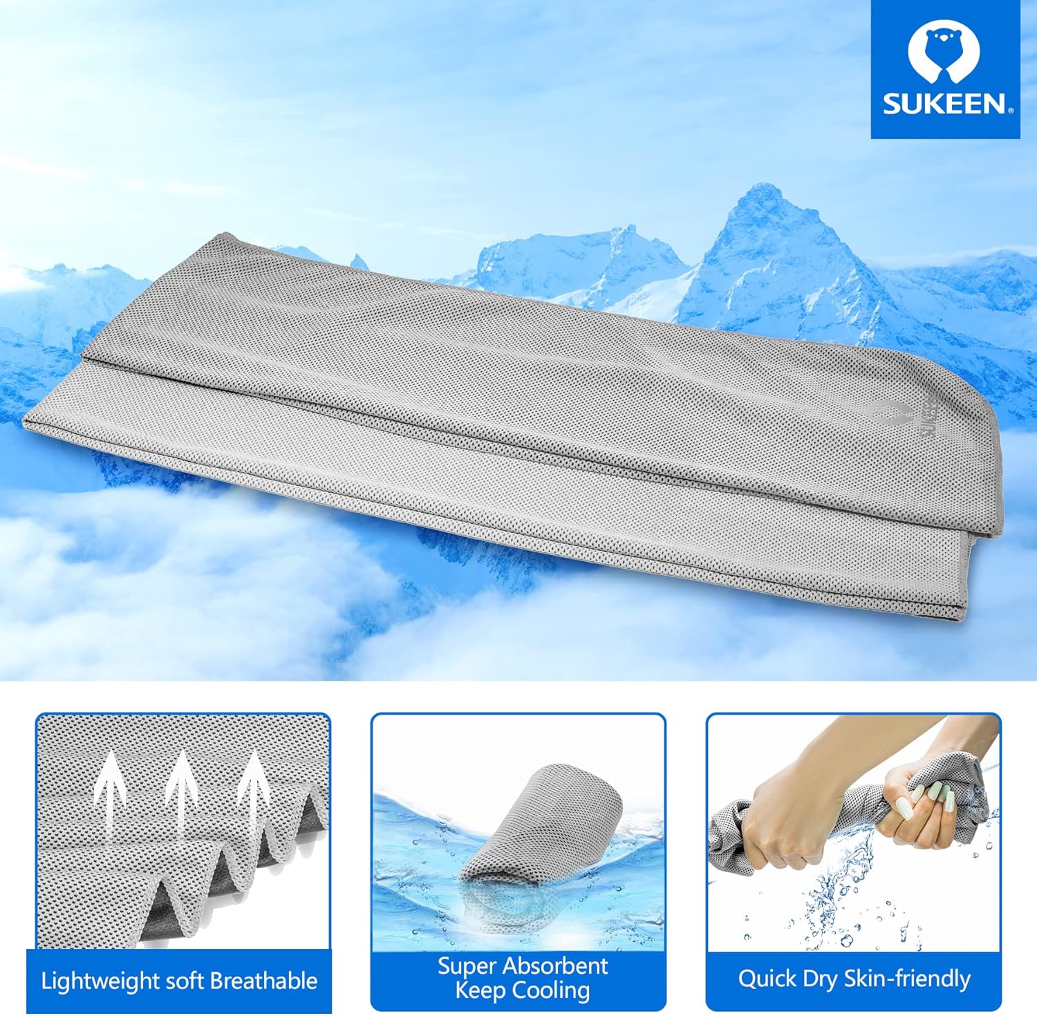 Sukeen 4 Pack Cooling Towels for Hot Weather 40"x12", Gym Towels for Men and Women, Soft Breathable Workout Towels for Yoga, Running, Sport, & More - Image 2