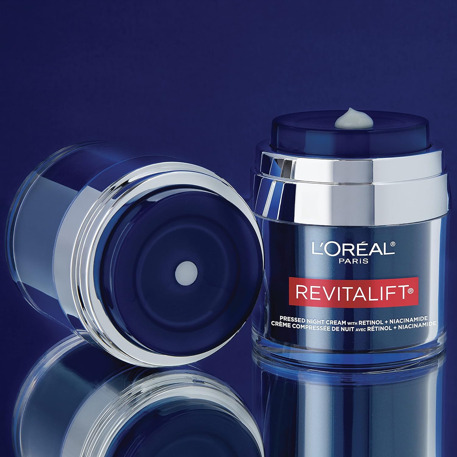 L'Oreal Paris Revitalift Pressed Night Cream, Retinol + Niacinamide, Reduces Wrinkles, Fragrance Free, 1.7 oz + Serum Sample - Image 14