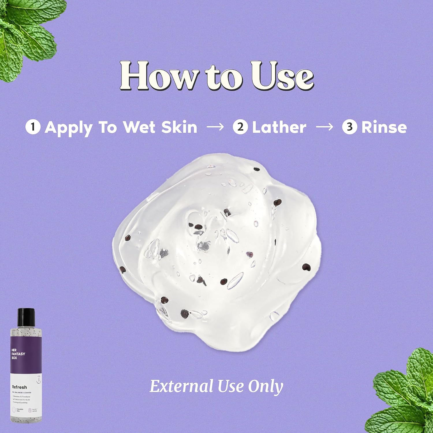 Her Fantasy Box | Refresh pH Balancing Shower Gel - Natural Feminine Hygiene Solution for Gentle Cleansing, Odor Control, and Skin Nourishment - pH-Balanced Formula for All Skin Types (8 oz) - Image 5