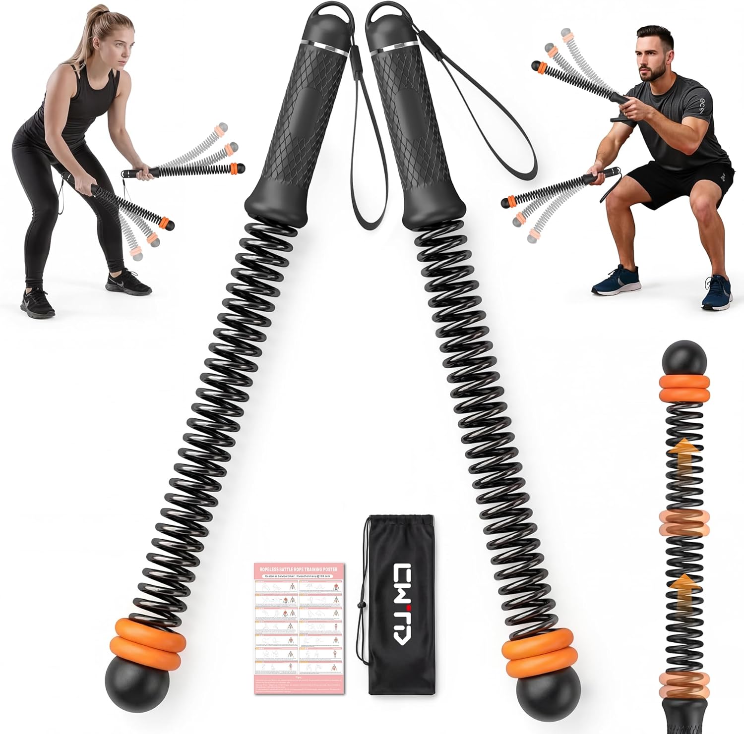 Portable Weighted Cordless Battle Ropes,Adjustable Weights, for Home Gym,Low-Noise Exercise Rope.Weighted Exercise Equipment for Low-Impact.Workout, Strength & HIIT,for Men & Women (Black)