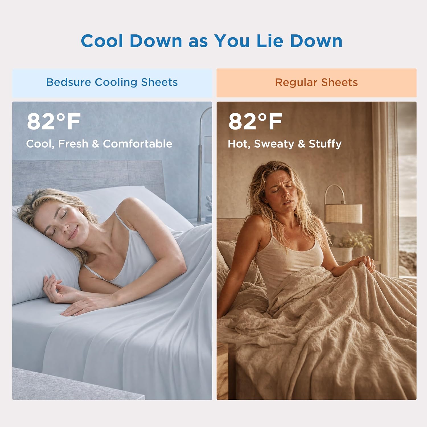 Bedsure Cooling Sheets for Hot Sleepers, Silver Infused Bed Sheets, Q-Max>0.46, Luxury Soft & Silky Smooth Queen Sheet Set, Deep Pocket Up to 16 Inches, 4 Pieces for Kids, Women, Men, Light Grey - Image 2