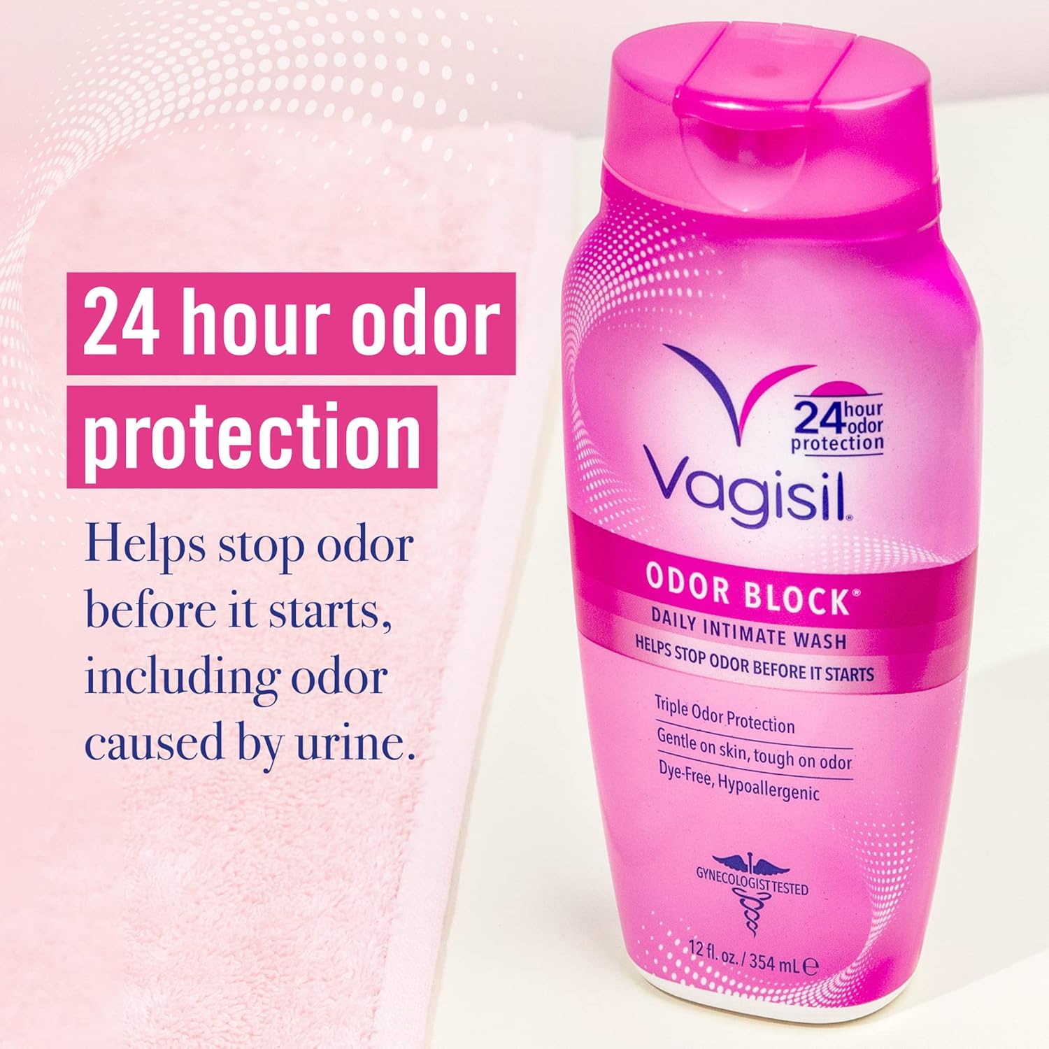 Vagisil Feminine Wash for Intimate Area Hygiene, Odor Block, Gynecologist Tested, Hypoallergenic, 12 oz, (Pack of 1) - Image 3