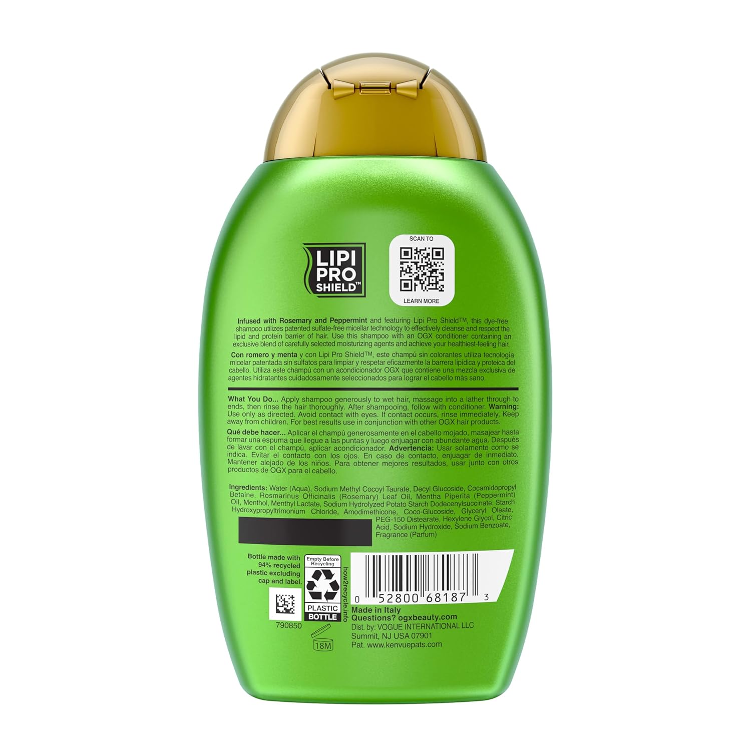 OGX Clarifying Strength + Rosemary Mint Shampoo, Clarifying Shampoo for Oily Hair Visibly Helps Remove Oil & Residue to Clear Away Buildup, Sulfate-Free Surfactants, 13 fl. oz - Image 9