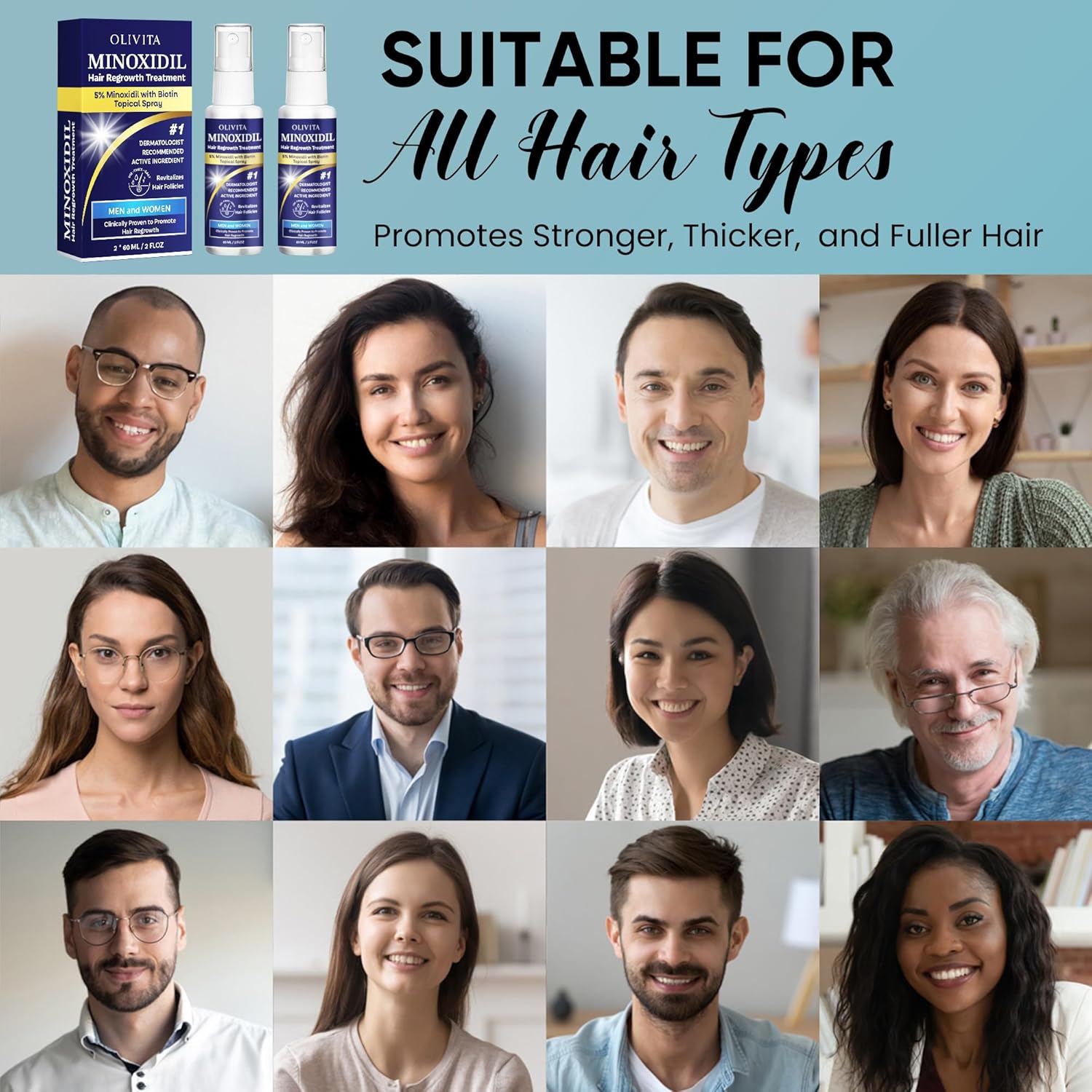 5% Minoxidil for Men and Women Hair Growth: Minoxidil Spray Hair Regrowth Treatment Serum with Biotin & Rosemary -Stop Hair Thinning and Hair Loss For Stronger Thicker Longer Hair 2 Pack - Image 7