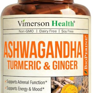 Ashwagandha Capsules for Energy, Mood and Joint Health – All-in-One Formula with Ashwagandha, Turmeric, Ginger Root & Black Pepper for Enhanced Absorption– Ashwagandha for Women & Men – 60 Count
