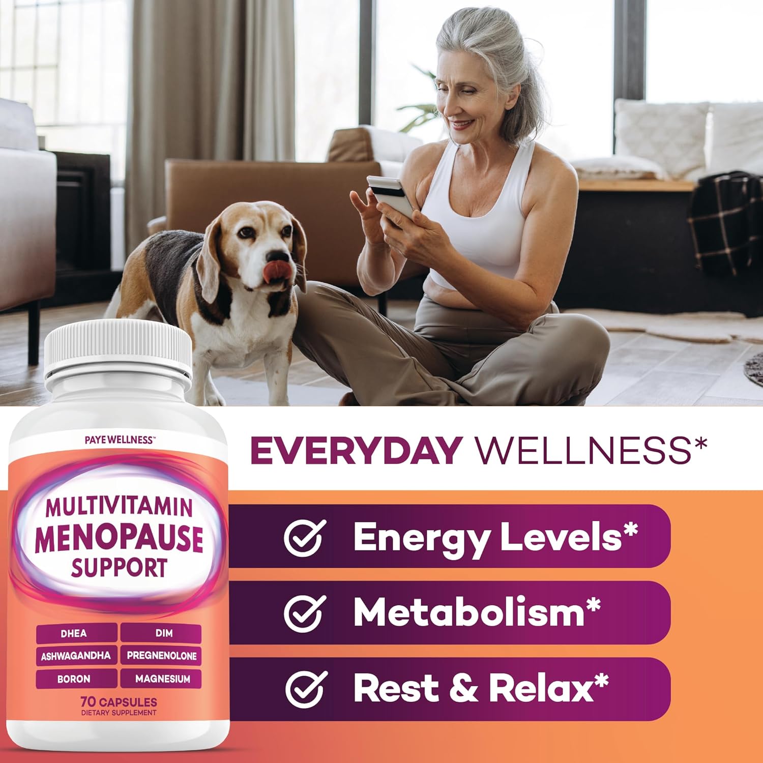Menopause Support – DIM Supplement for Hot Flash & Night Sweats - DHEA, Ashwagandha, Pregnenolone, Magnesium, Zinc, Vitamin D Hormone Balance, Perimenopause for Women - 2 Months - Image 4