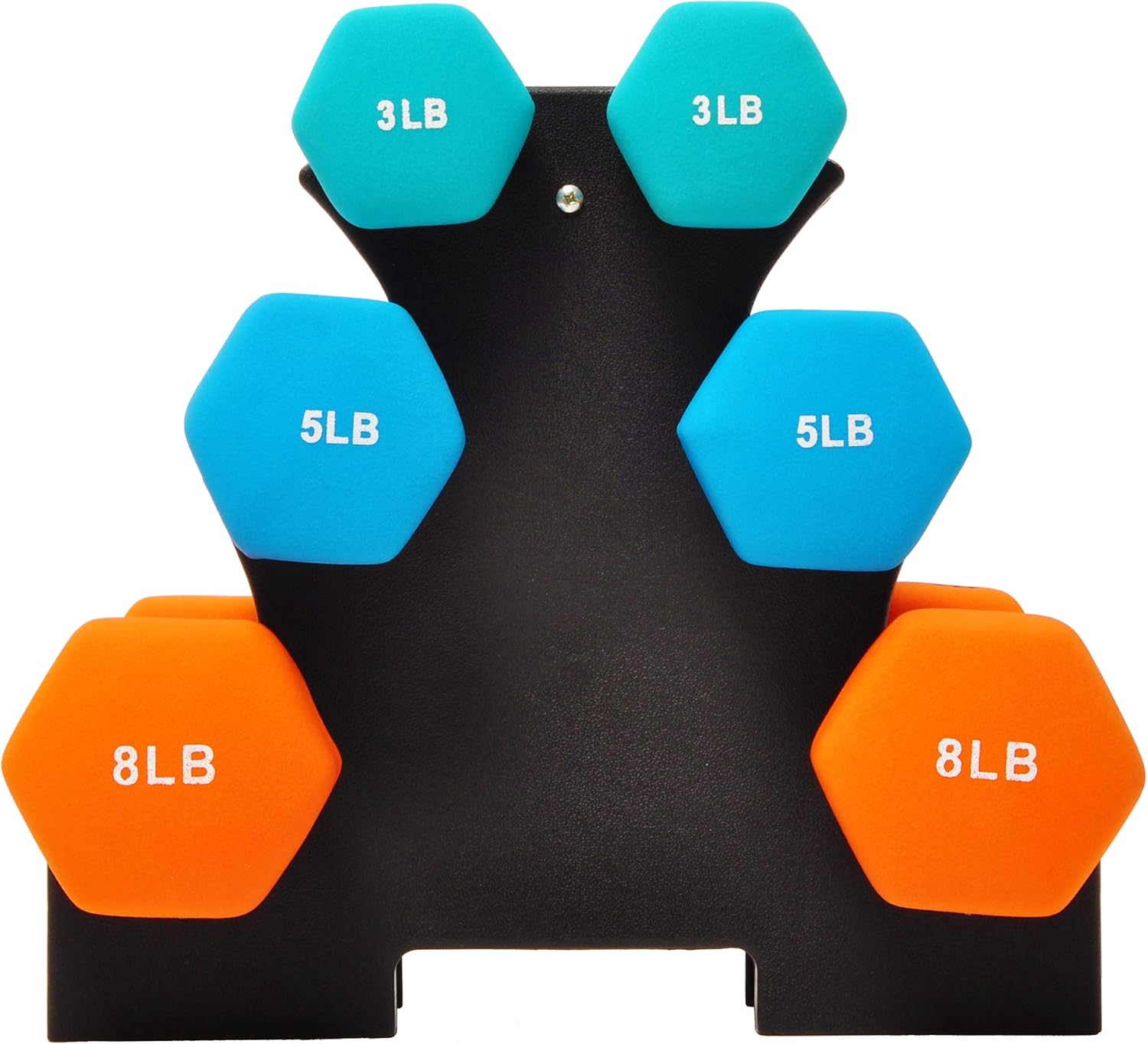 Fitvids Set of 6 Neoprene Dumbbell Hand Weights, Set with Rack: 3/5/8 Pairs - Image 2