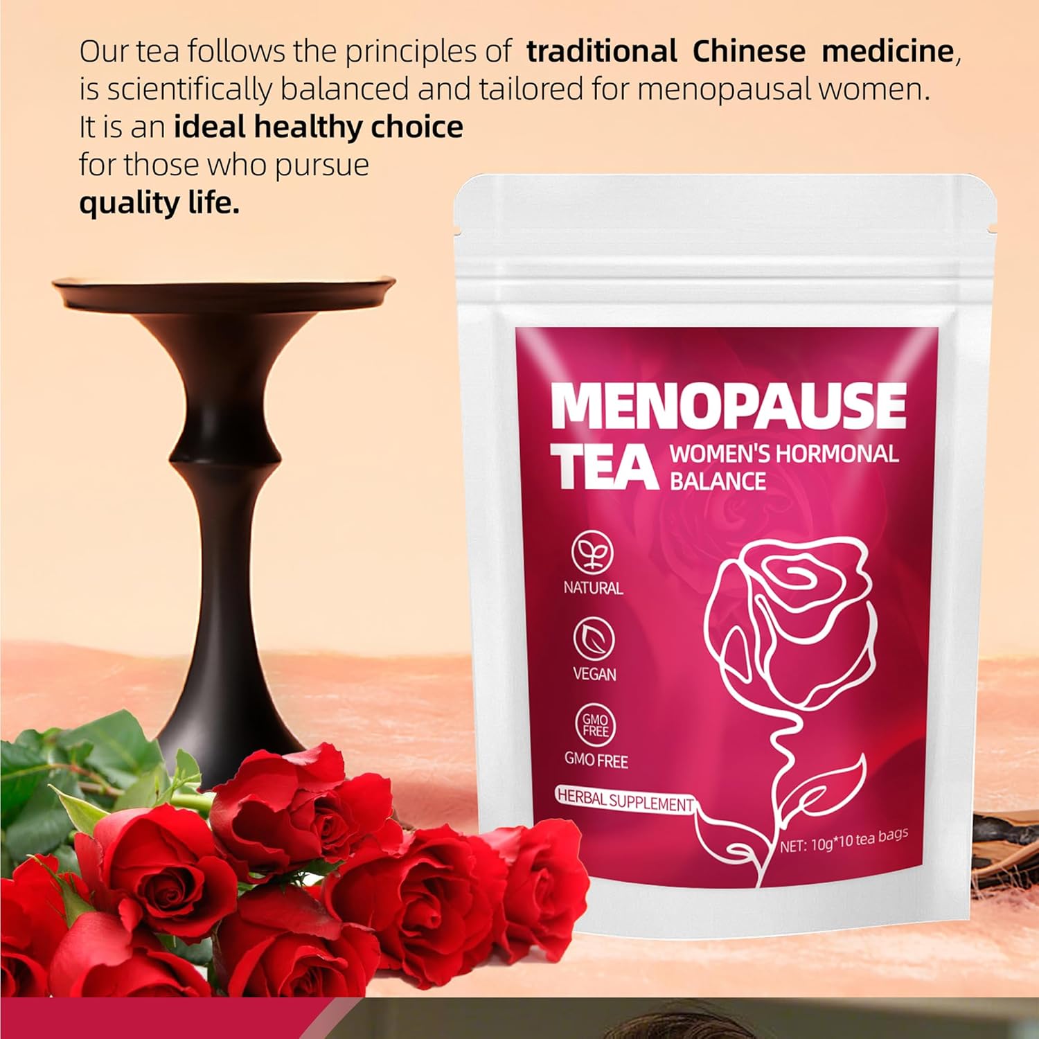 VAEYAE Natural Menopause Support Tea, Herbal Tea for Women Hormone Balance, Menopausal Symptom for Hot Flashes, Night Sweats, Mood Swings, Restful Sleep Teabags - Image 2