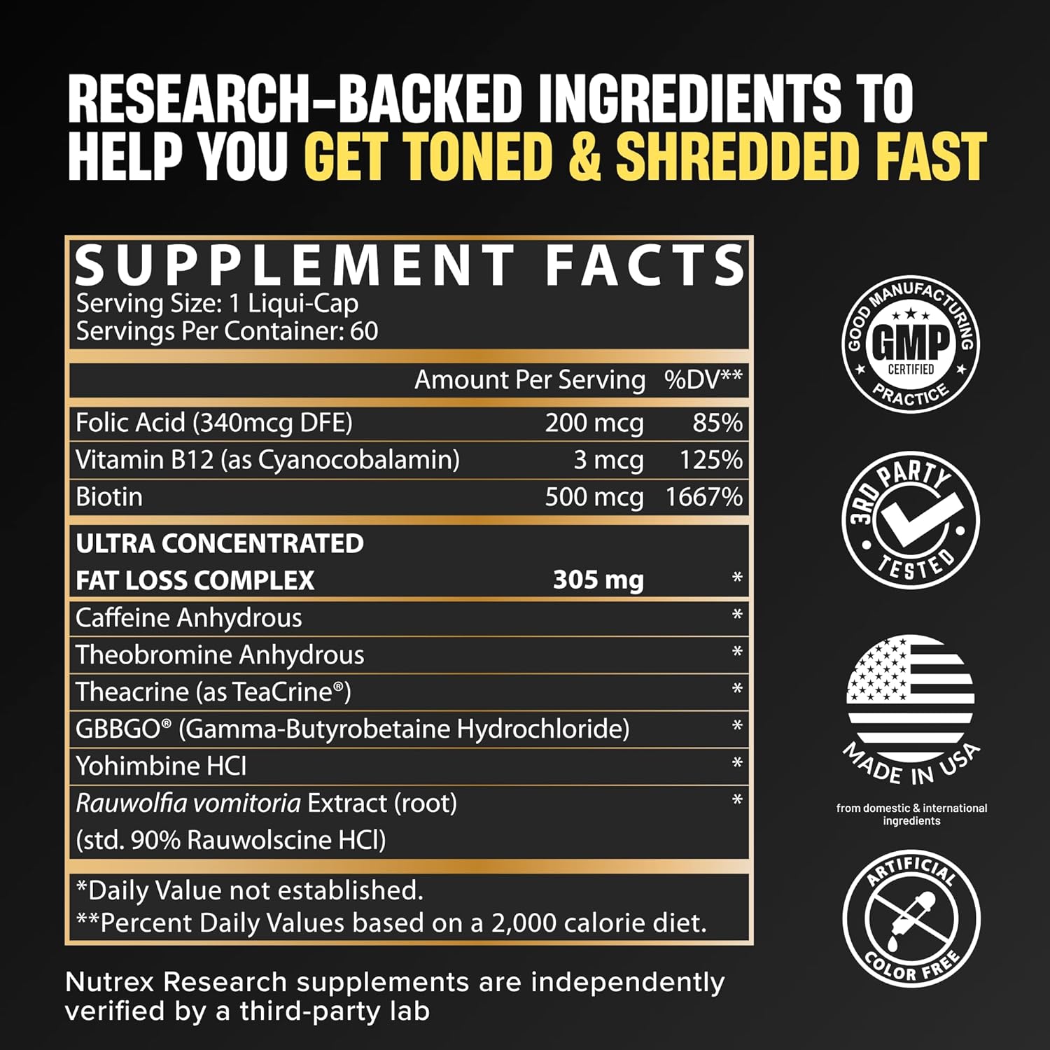 Lipo-6 Black Hers Ultra Concentrate | Weight Loss Pills for Women | Fat Burner, Appetite Suppressant, Metabolism Booster for Weight Loss + Hair, Skin, & Nails Support | 60 Diet Pills - Image 2