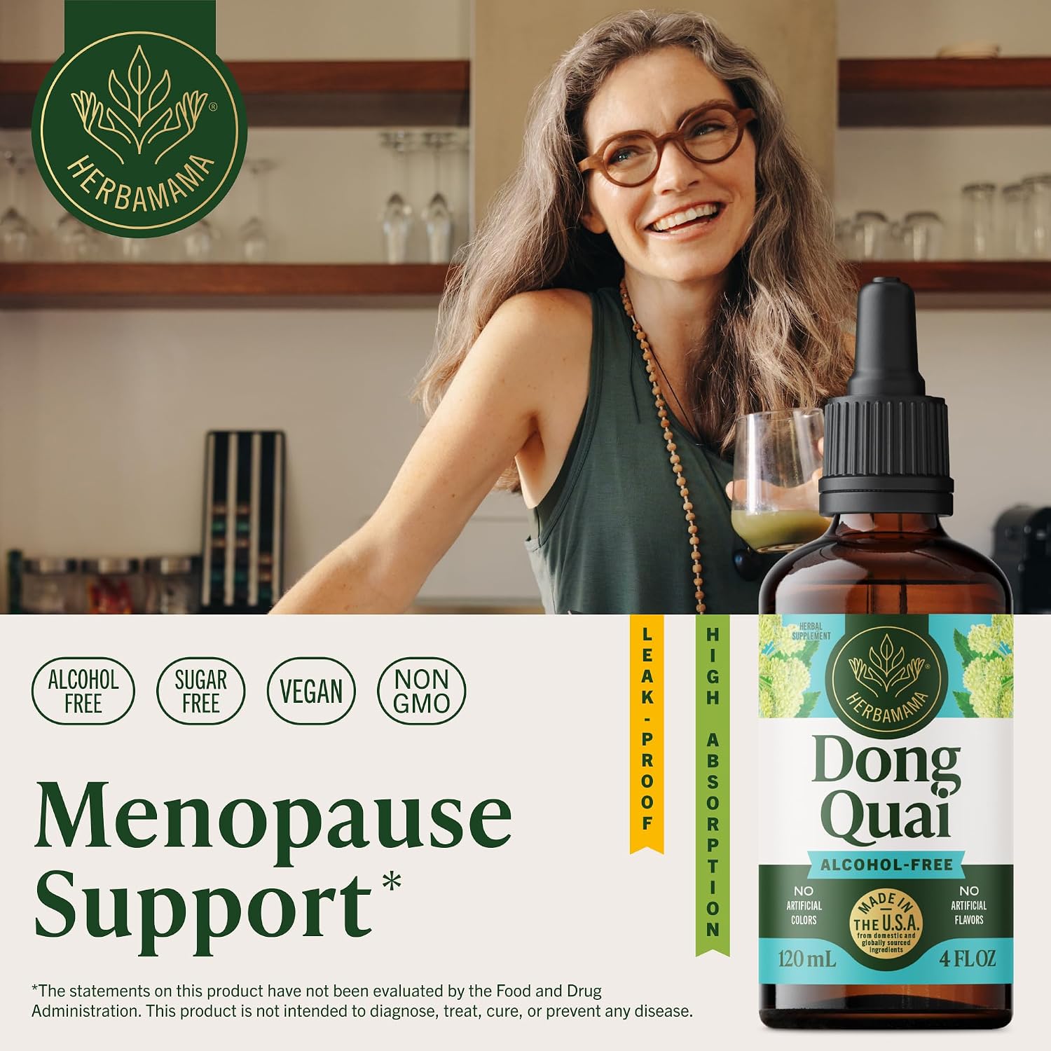 HERBAMAMA Dong Quai – Menopause Supplements for Women – Angelica Root for Hormone Balance & PMS Relief* – Vegan, Non-GMO, Alcohol & Sugar-Free, 56-Day Supply - Image 2
