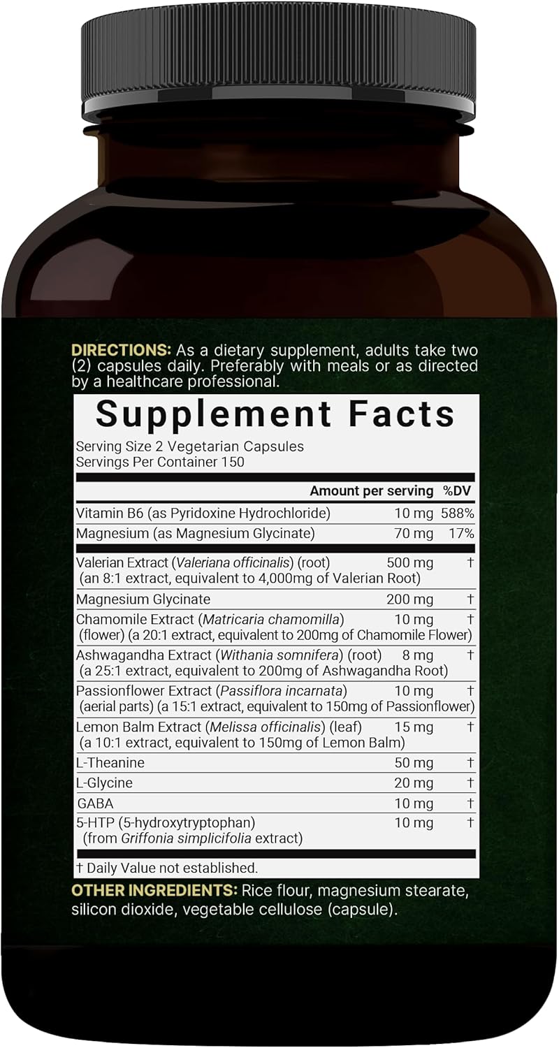 NatureBell Valerian Root for Sleep, 300 Veggie Capsules with Magnesium Glycinate, Chamomile, Passionflower, Lemon Balm, Ashwagandha, & More – Relaxation & Sleep Support Supplement – Melatonin Free - Image 7