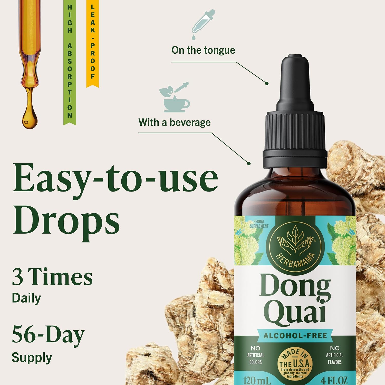HERBAMAMA Dong Quai – Menopause Supplements for Women – Angelica Root for Hormone Balance & PMS Relief* – Vegan, Non-GMO, Alcohol & Sugar-Free, 56-Day Supply - Image 6