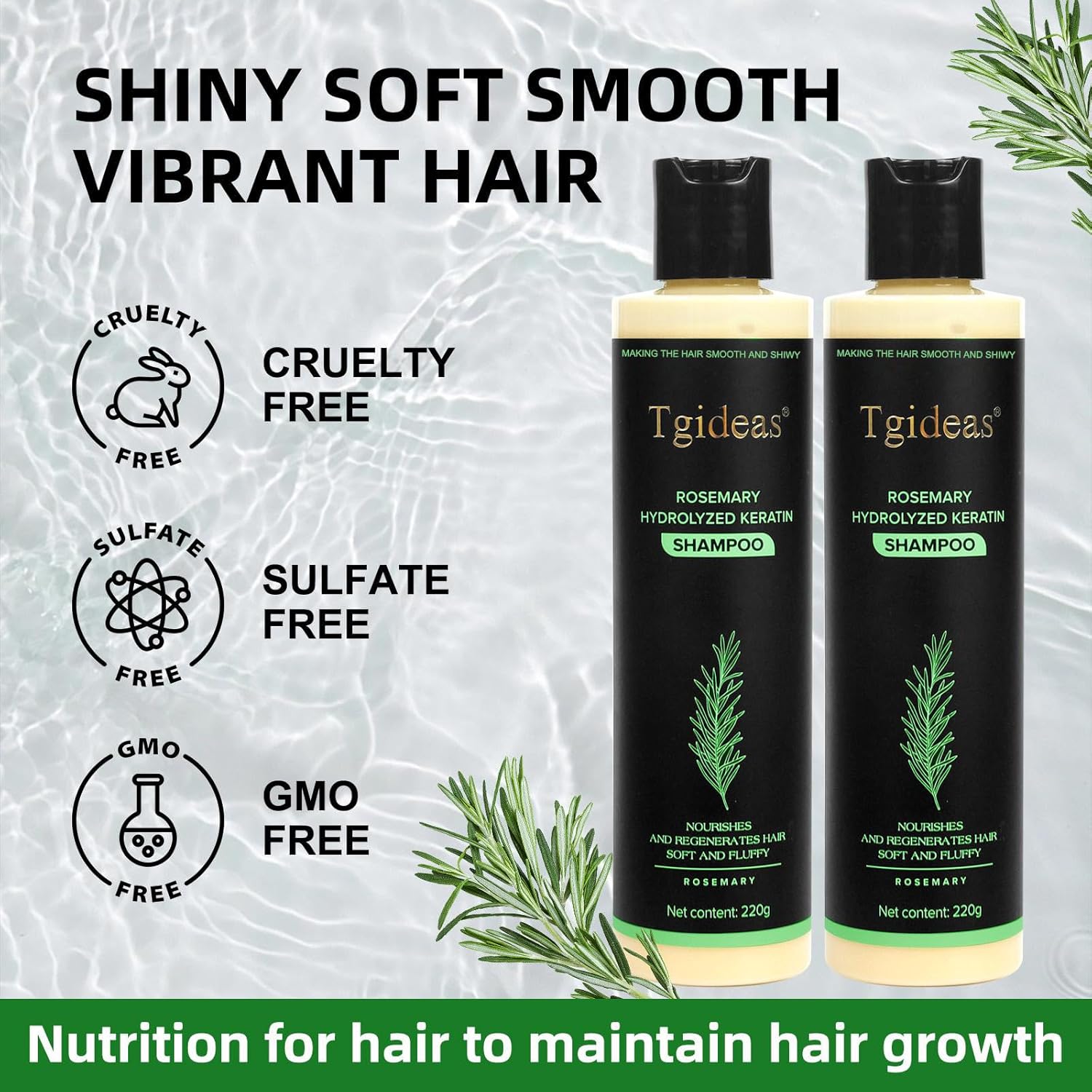 Tgideas Organic Rosemary Hair Growth Shampoo for Women and Men-Natural Thickening & Strengthening Shampoo with Hydrolyzed Keratin for Thinning Hair & Hair Loss 7.4 fl.oz - Image 6