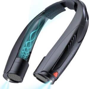 Portable Neck Fan, 6000mAh Rechargeable Personal Fan with 6 Speeds, Up to 20 Hours Runtime, 360° Cooling Wearable Fan with LED Light, Hands-Free Fan for Travel Camping Outdoor