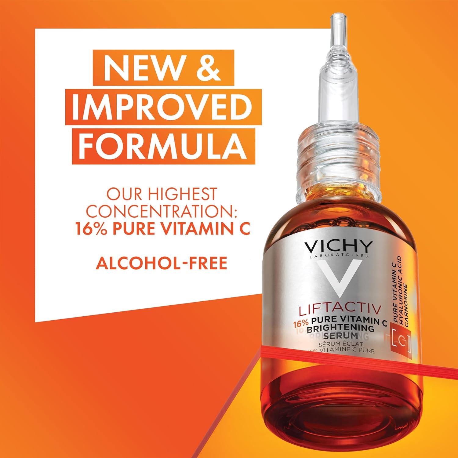 Vichy LiftActiv Vitamin C Serum For Face, Brightening Serum With Pure Vitamin C + Hyaluronic Acid + Vitamin E, Reduces Fine Lines, Smooths Skin Texture, Improves Radiance, Anti Aging - Image 2