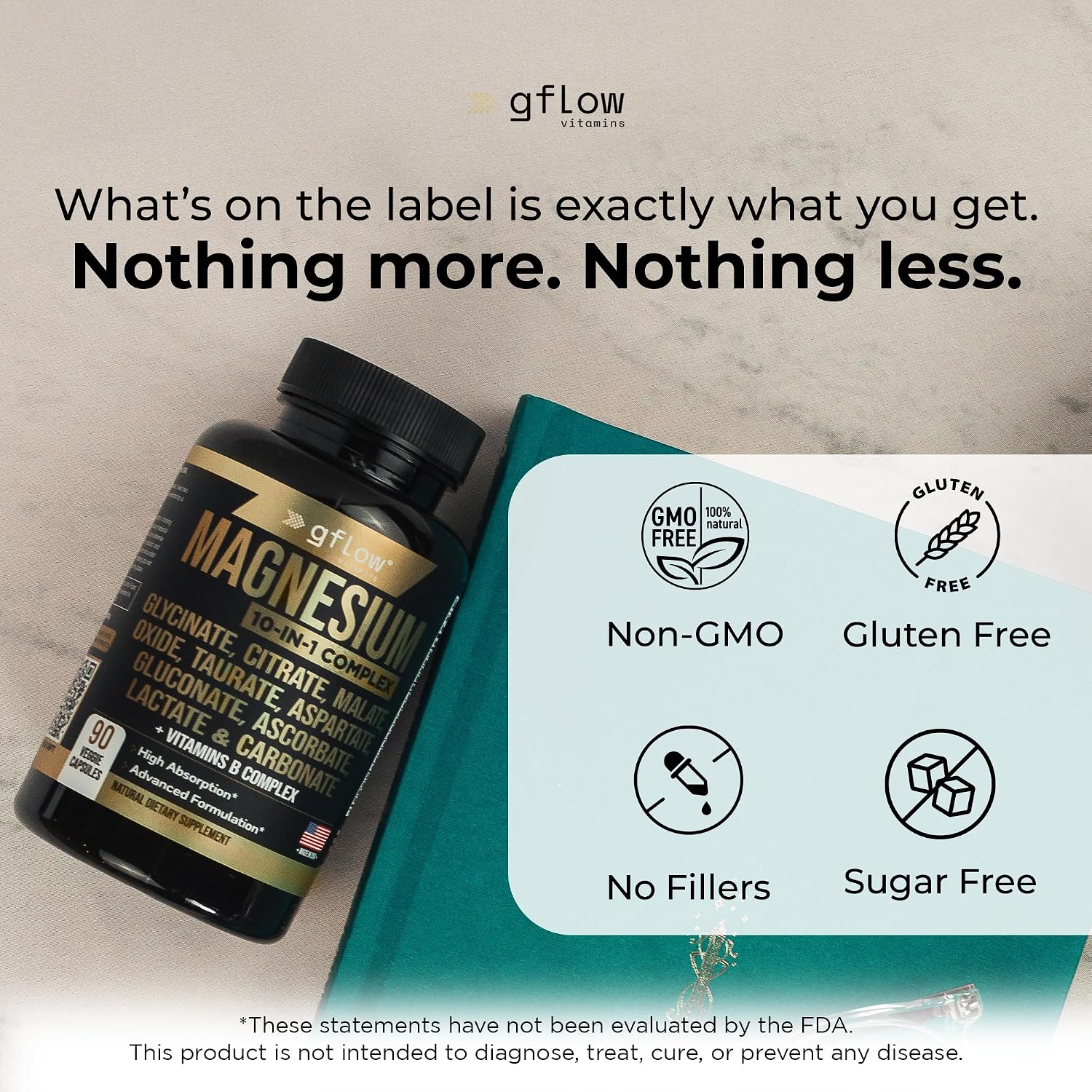 gflow vitamins Magnesium Complex Supplement - 10 Active Forms, Glycinate, Citrate, Malate, Oxide, Taurate, Aspartate, Gluconate, Ascorbate, Lactate, Carbonate, Plus More with Vitamin C B1 B2 B6 B12 - Image 8