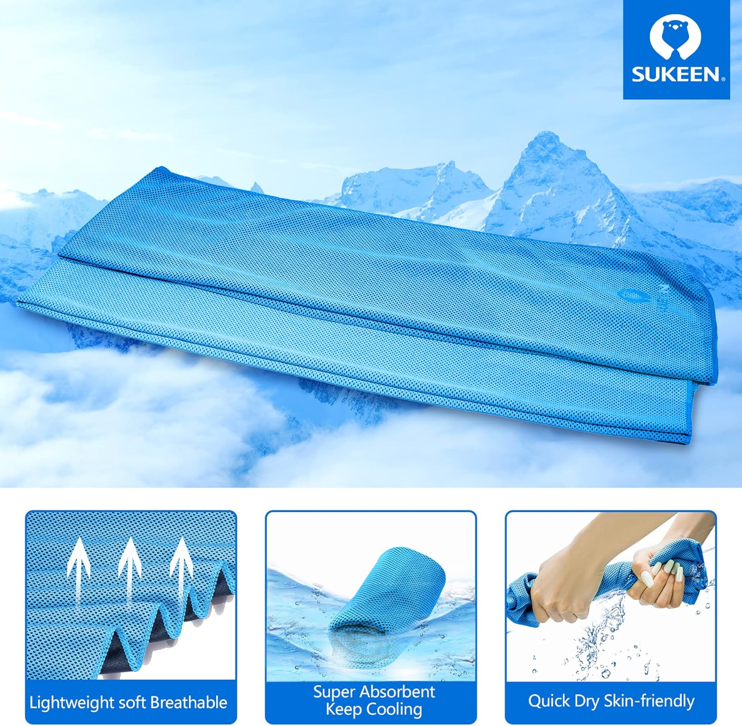 Sukeen [4 Pack Cooling Towel (40"x12"), Soft Breathable Chilly Microfiber Towel for Yoga,Sport,Running,Gym,Workout,Camping,Fitness,Workout & More Activities - Image 2