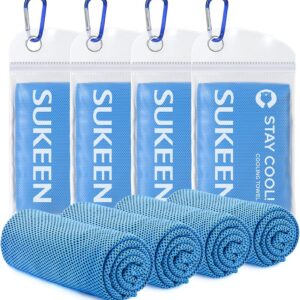 Sukeen [4 Pack Cooling Towel (40"x12"), Soft Breathable Chilly Microfiber Towel for Yoga,Sport,Running,Gym,Workout,Camping,Fitness,Workout & More Activities