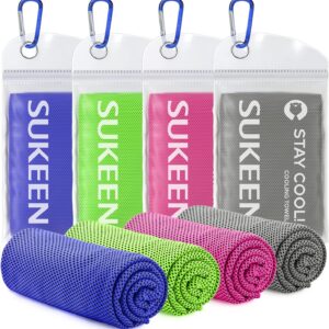 Sukeen 4 Pack Cooling Towels for Hot Weather 40"x12", Gym Towels for Men and Women, Soft Breathable Workout Towels for Yoga, Running, Sport, & More