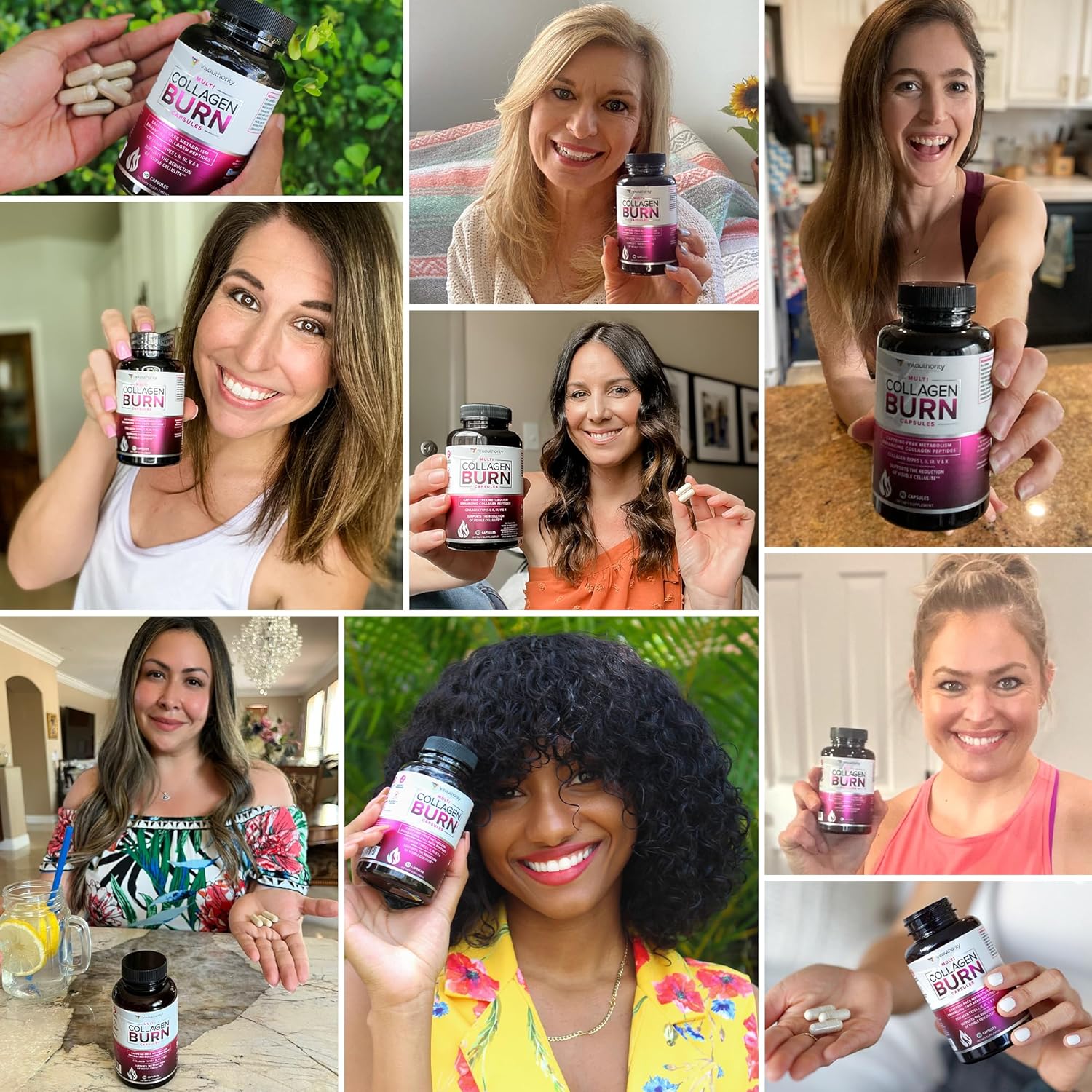 Multi Collagen Burn: Multi-Type Hydrolyzed Protein Peptides with Hyaluronic Acid, Vitamin C, SOD B Dimpless, Types I, II, III, V and X, Caffeine-Free (Unflavored Capsules) - Image 9