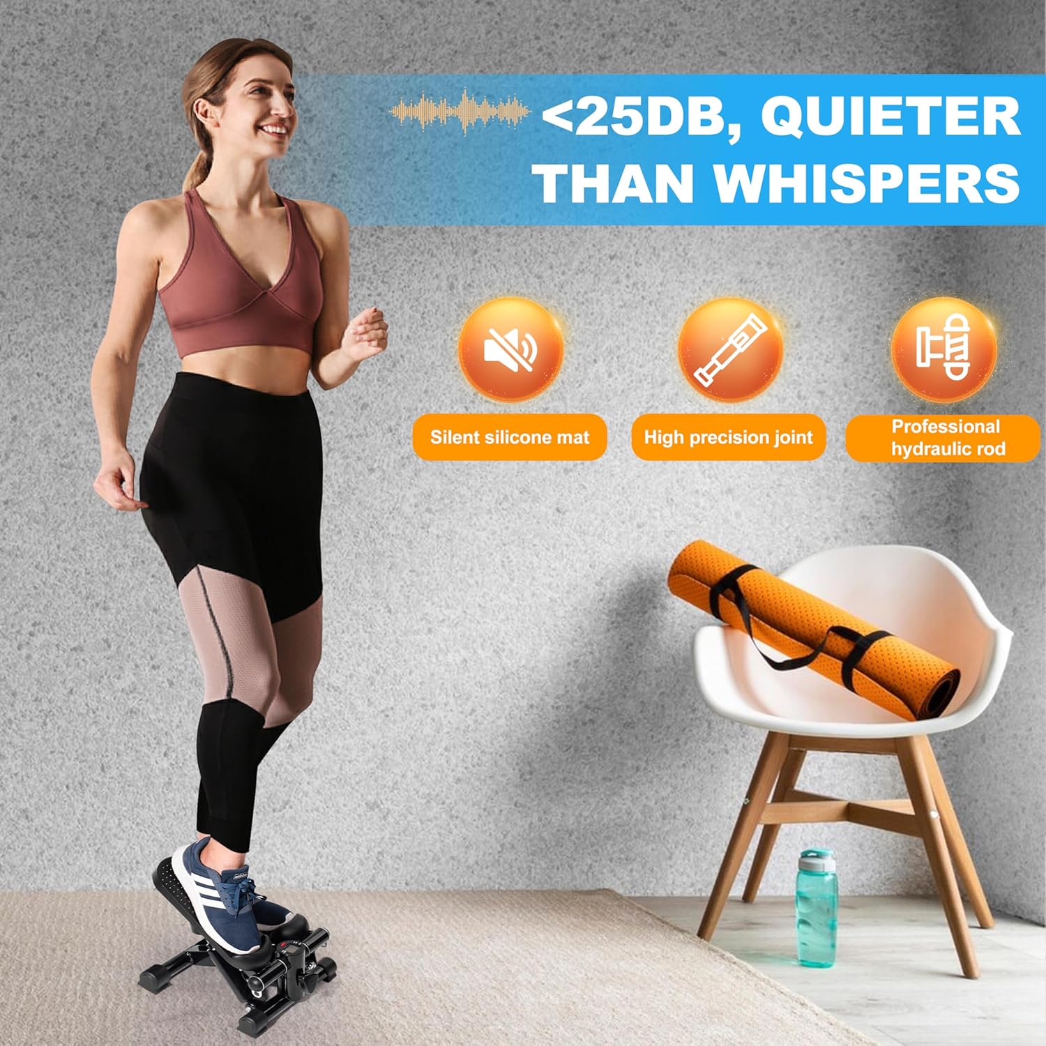 TOPMAJOR Steppers for Exercise at Home with 330 lbs Weight Capacity, Resistance Bands & Non-Slip Mat for Full Body Workout, Adjustable Height Hydraulic Stepper with LCD to Monitor Steps & Time - Image 5