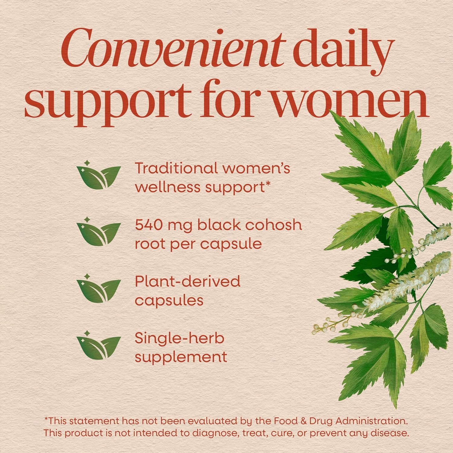 Nature's Way Herbs Black Cohosh Root Capsules, Traditional Women’s Herbal Supplement*, Cimicifuga Racemosa Root, Non-GMO Project Verified, Vegan Capsules, 100 Count - Image 3