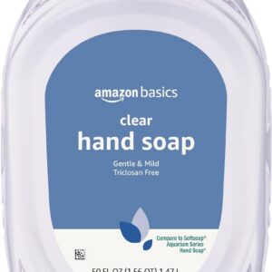 Amazon Basics Gentle & Mild Clear Liquid Hand Soap Refill, Triclosan-Free, Dermatologist-Tested, pH Balanced, Cruelty-Free, 50 Fluid Ounces, 1-Pack (Previously Solimo)
