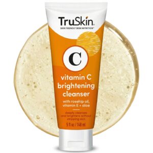 TruSkin Vitamin C Face Wash Cleanser - Brightening Facial Cleanser with Vitamins C & E, Rosehip Oil & Aloe - Gently Cleanses & Refreshes for Radiant-Looking Skin, 5 fl oz