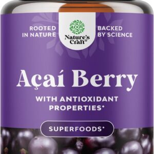 Acai Berry Supplement for Energy & Weight Goals - Immune Support Supplement with Antioxidant Benefits - 600 mg per Serving Acai Berry for Cognitive Health - Advanced Skin Care Support - 60 Count