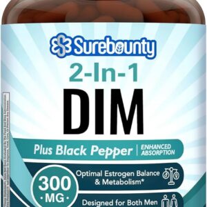 DIM Supplement 300mg for Women & Men, Estrogen Balance & Metabolism, Hormone Balance, Menopause Support, Energy Maintainence, High Absorption with Black Pepper Extract, 120 Caps