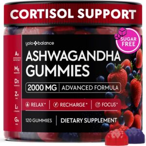 Ashwagandha Gummies – 120 Count - 2000 MG Ashwagandha Supplements with L-Theanine, GABA, Magnesium, Zinc & Vitamin D3 – Sugar-Free, Vegan, Non-GMO–Natural Support for Balance