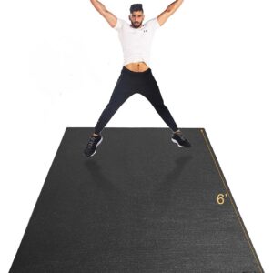 GXMMAT Large Exercise Mat 6'x4'/6'x5'/6'x6'(7mm), Thick Workout Mats for Home Gym Flooring, Extra Wide Non-Slip Durable Cardio Mat, Shoe Friendly, Perfect for Plyo, MMA, Jump Rope, Weights, Fitness
