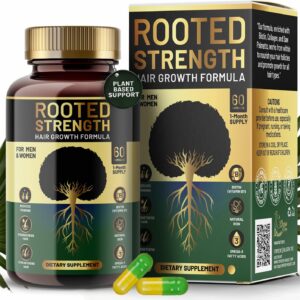 Rooted Strength Hair Growth Vitamins – Hair Vitamins for Black Women & Men with DHT Blocker & Collagen, Advanced Biotin for Hair Growth Women, 60 Capsules, 1-Month Supply, for Thicker, Stronger Hair
